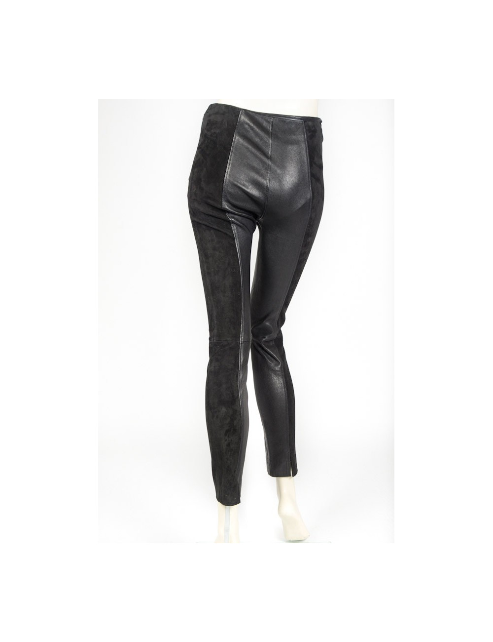 Pantalon BALANCIAGA T 34 cuir stretch noir