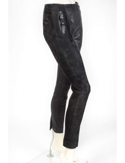 Pantalon BALENCIAGA T 34 cuir stretch noir