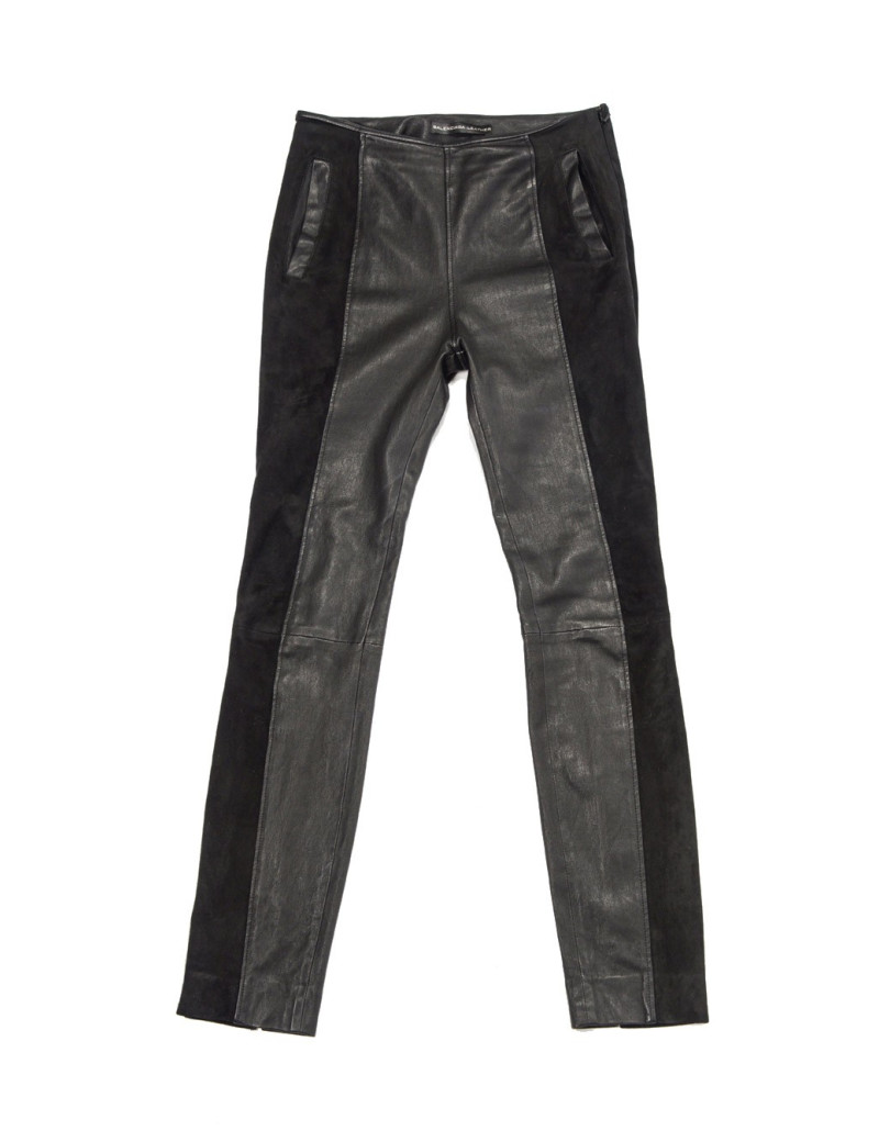 Pantalon BALANCIAGA T 34 cuir stretch noir