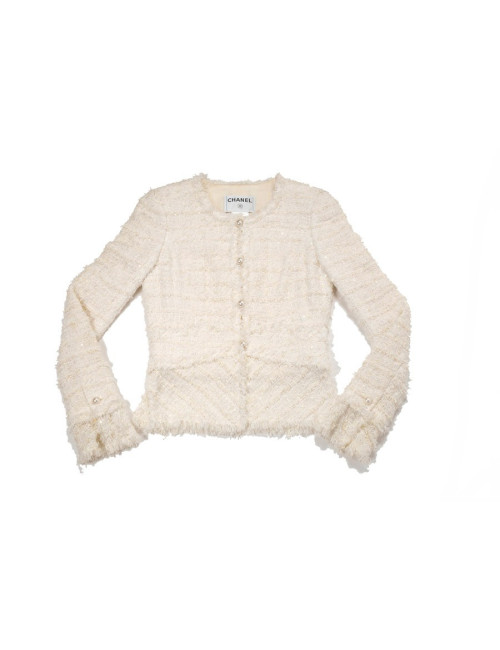 Veste CHANEL t 36 tweed blanc