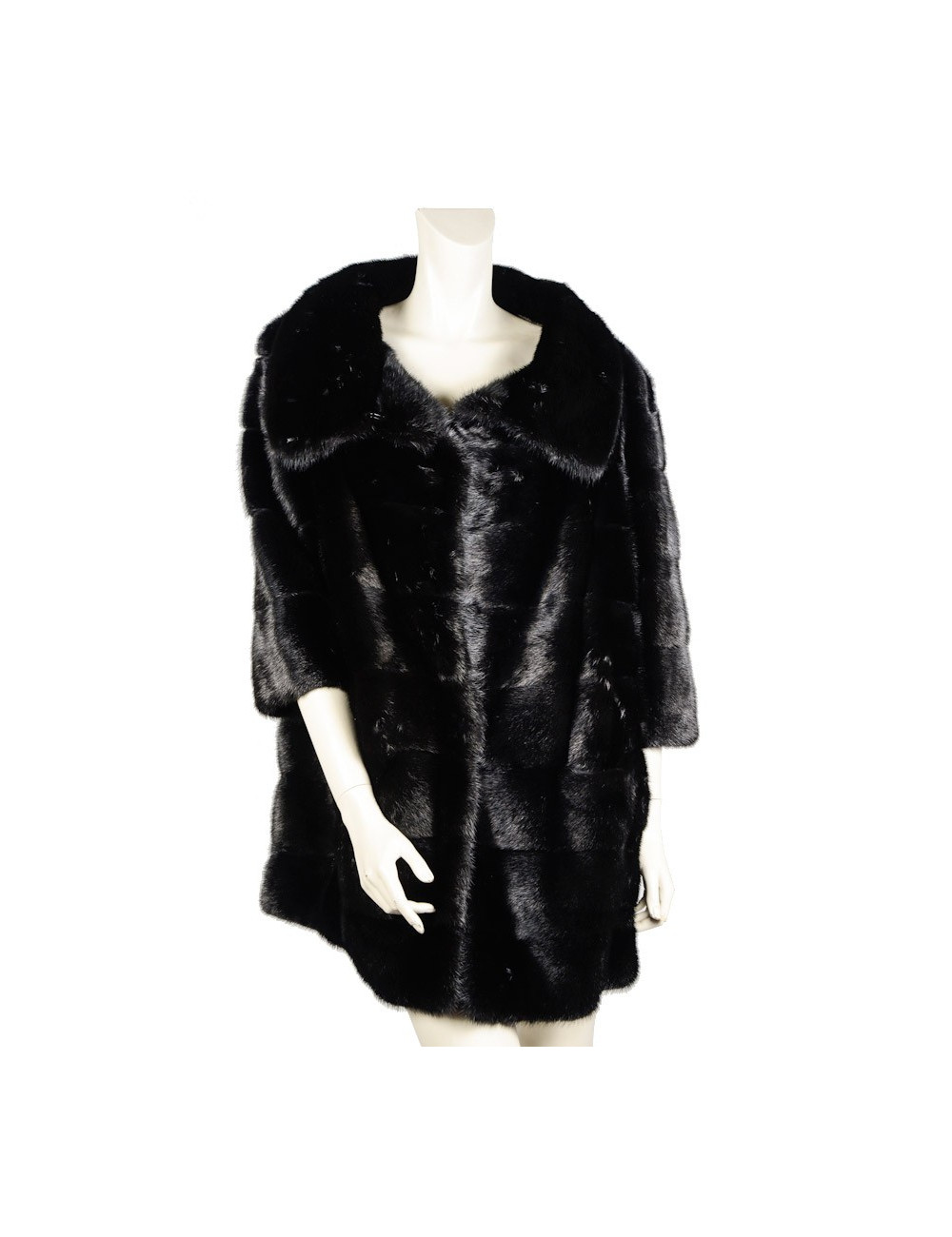 Manteau 3/4  SIMONETTA RAVIZZA en vison noir 