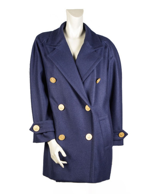 Caban CELINE laine bleue marine