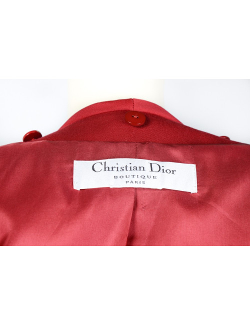 Tailleur CHRISTIAN DIOR rouge avec col en vison
