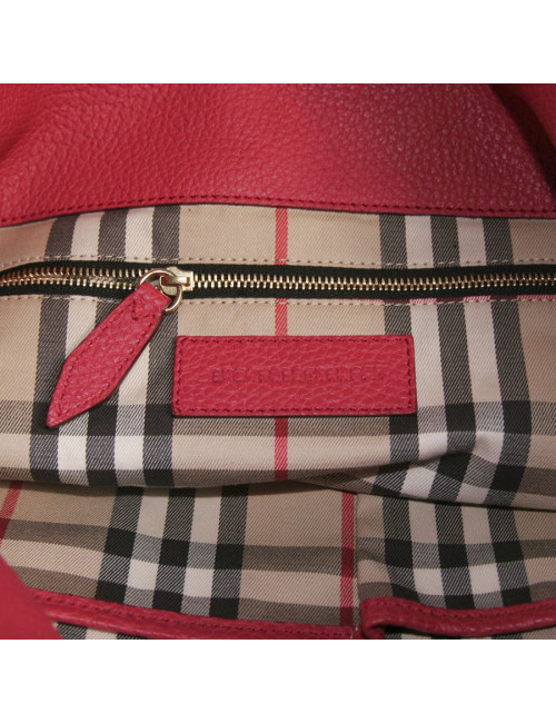 Sac BURBERRY cuir grainé framboise 