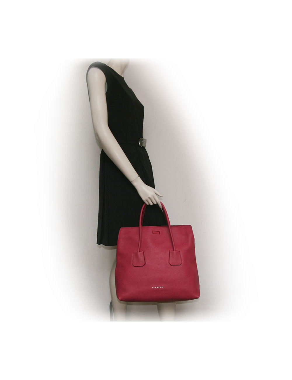 Sac BURBERRY cuir grainé framboise 