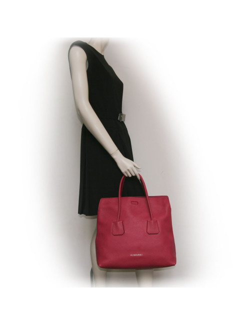 Sac BURBERRY cuir grainé framboise 