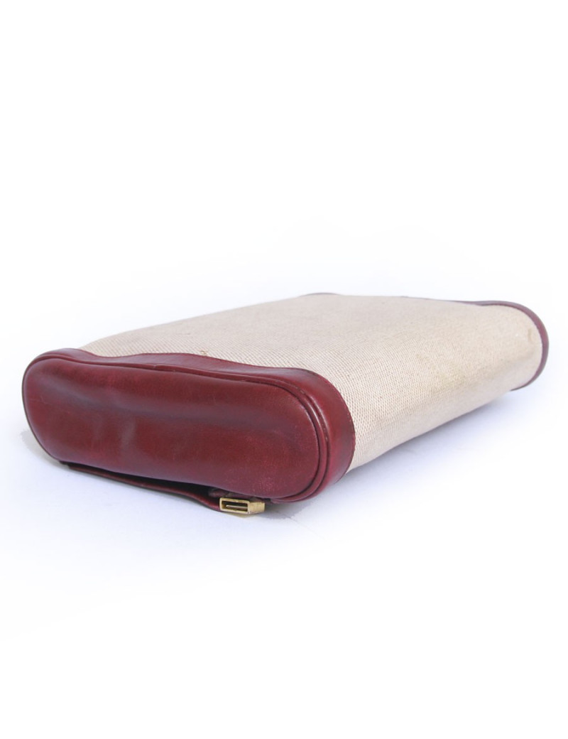 Trousse de toilette HERMES toile et cuir 