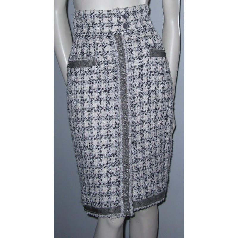 Skirt tweed herringbone CHANEL t 42 - VALOIS VINTAGE PARIS