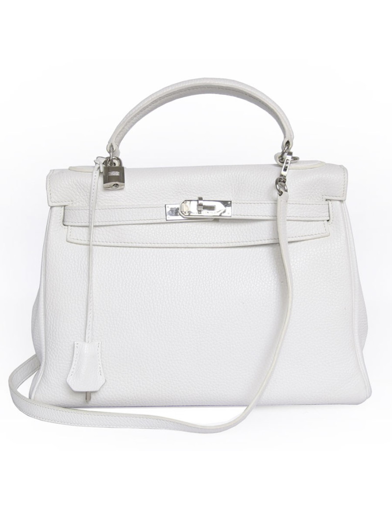 Kelly 32 HERMES taurillon clémence blanc