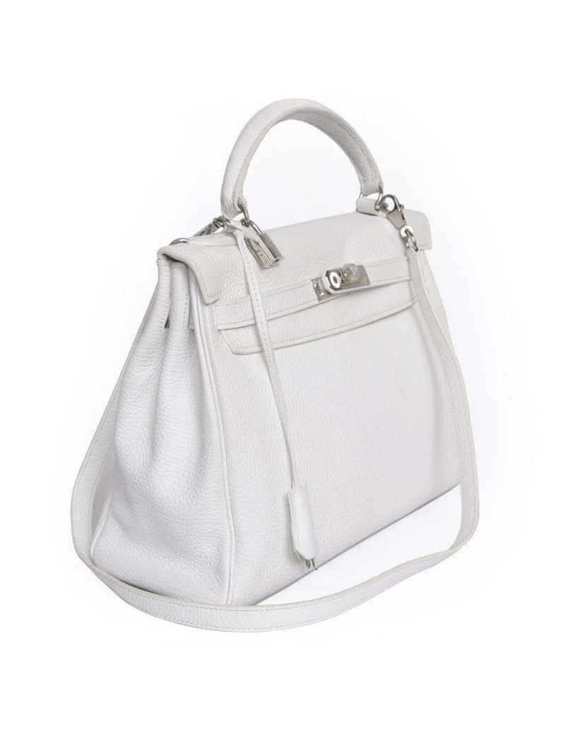 Kelly II  32 HERMES taurillon clémence blanc