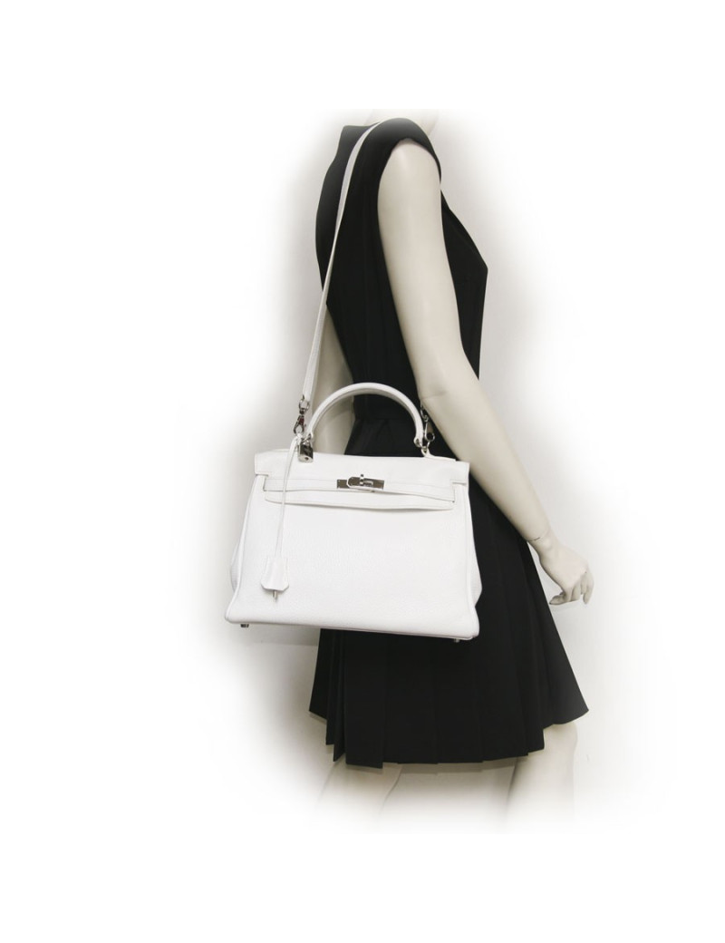 Kelly 32 HERMES taurillon clémence blanc