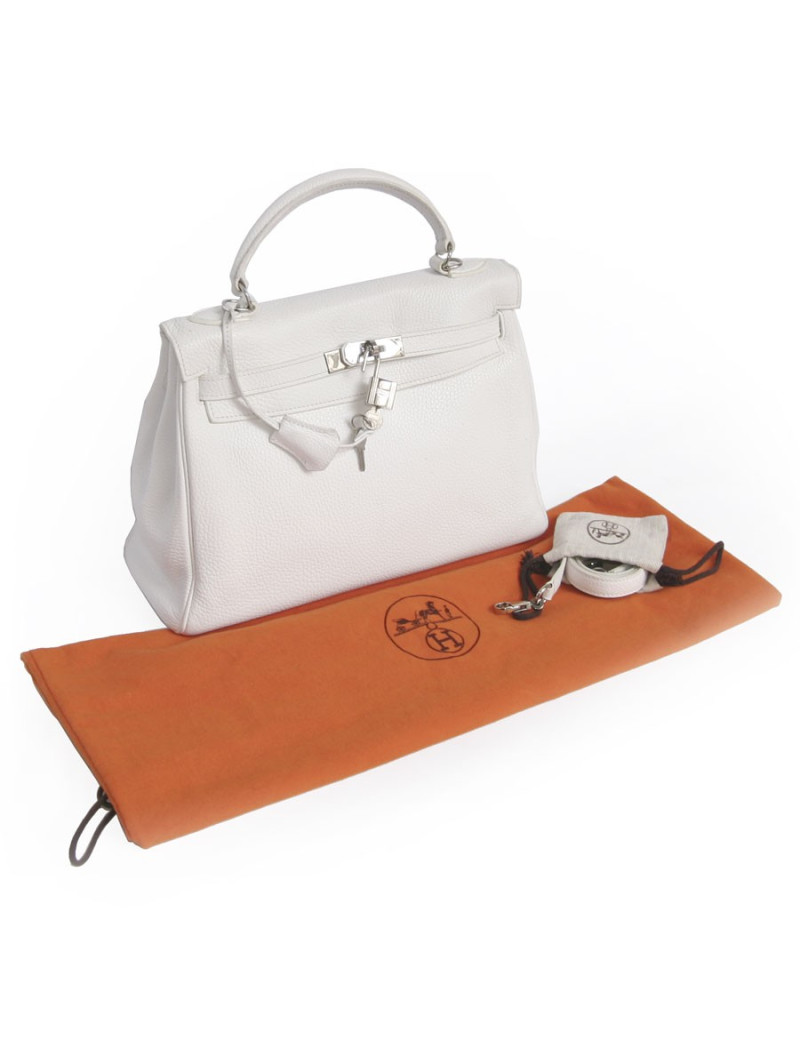 Kelly 32 HERMES taurillon clémence blanc