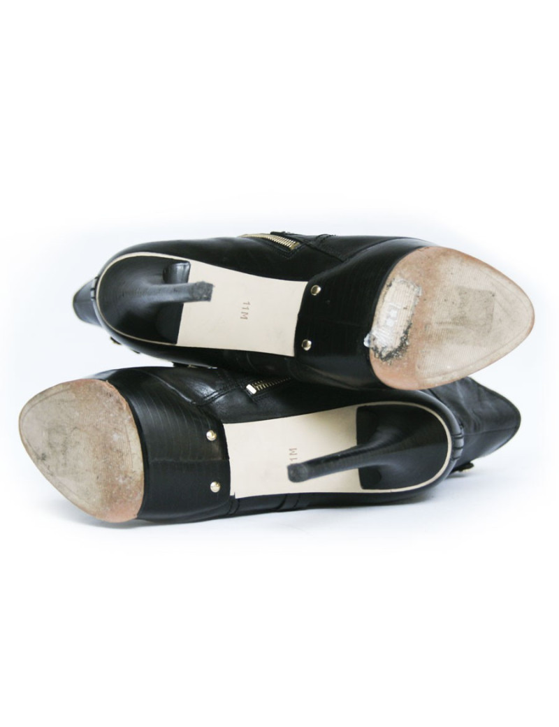 Bottines à talons en cuir noir MICHAEL KORS 