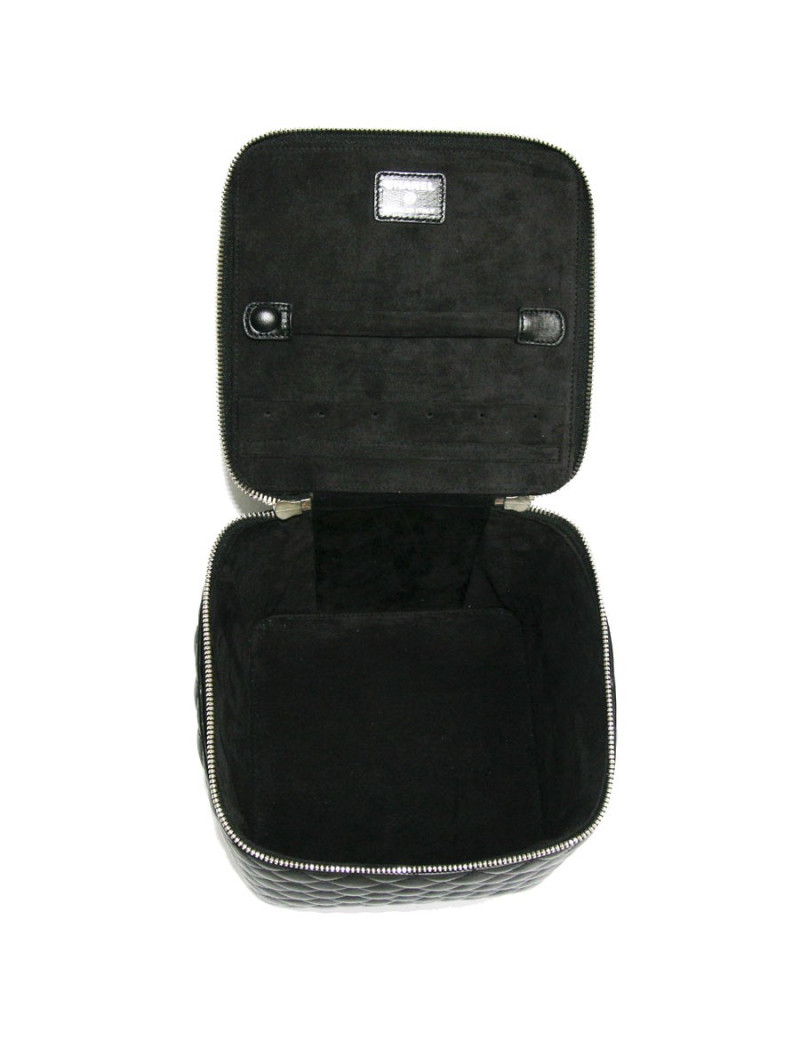 CHANEL black quilted leather jewelry box