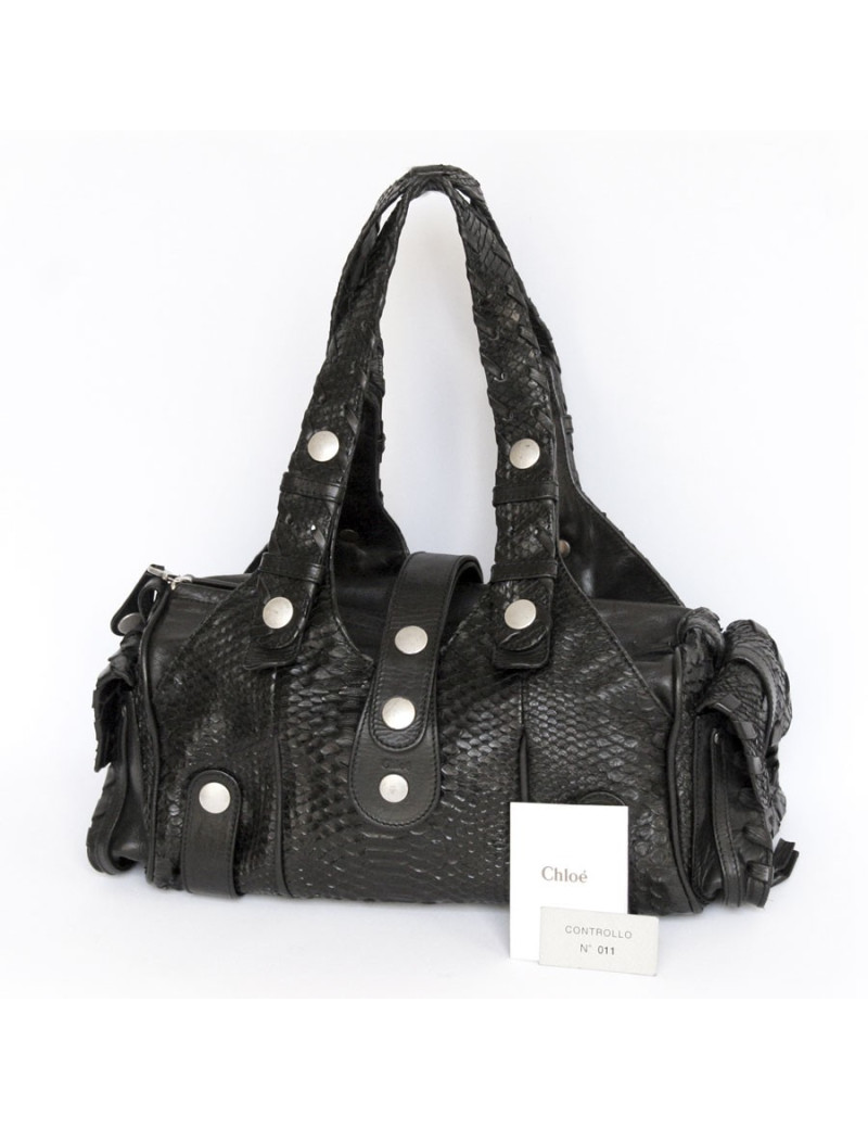 SILVERADO CHLOE black python bag