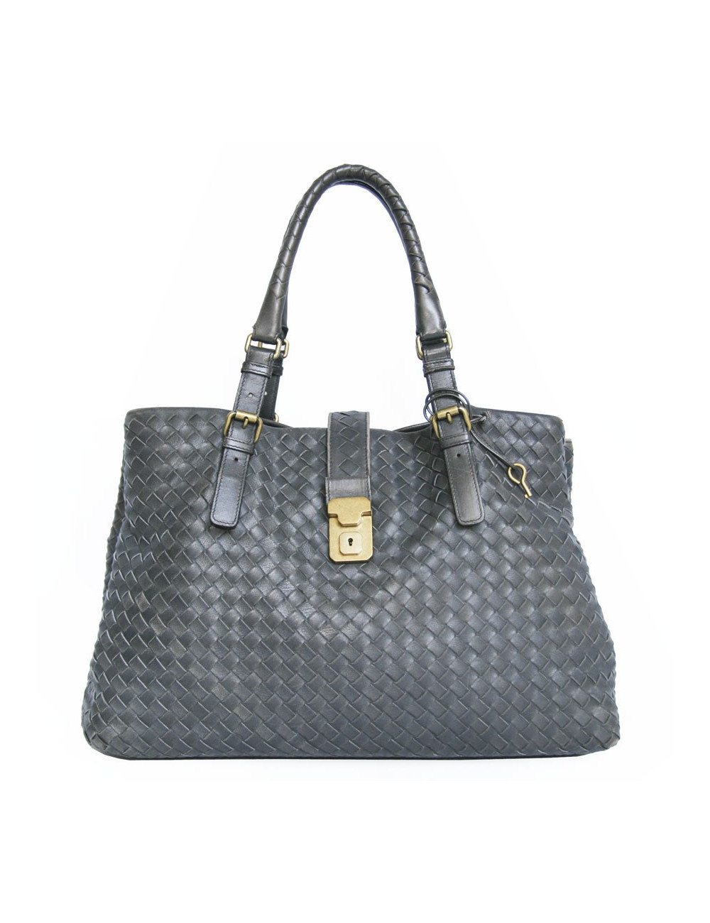 Sac BOTTEGA VENETA cuir tressé gris