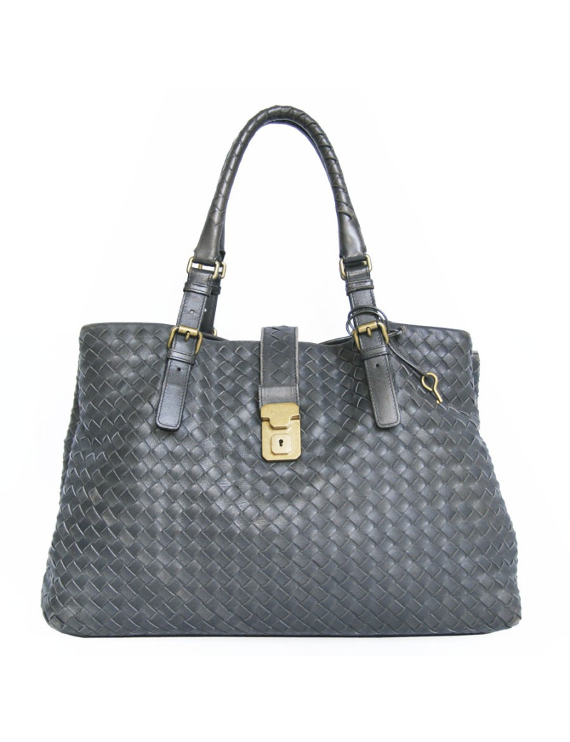 Sac BOTTEGA VENETA cuir tressé gris