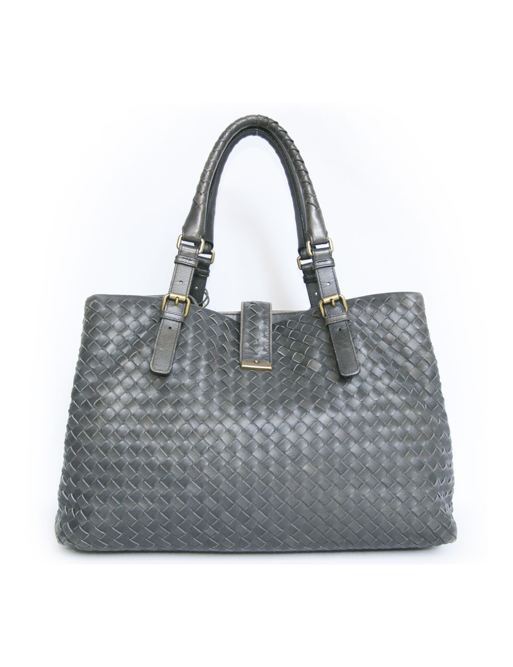 Sac BOTTEGA VENETA cuir tressé gris