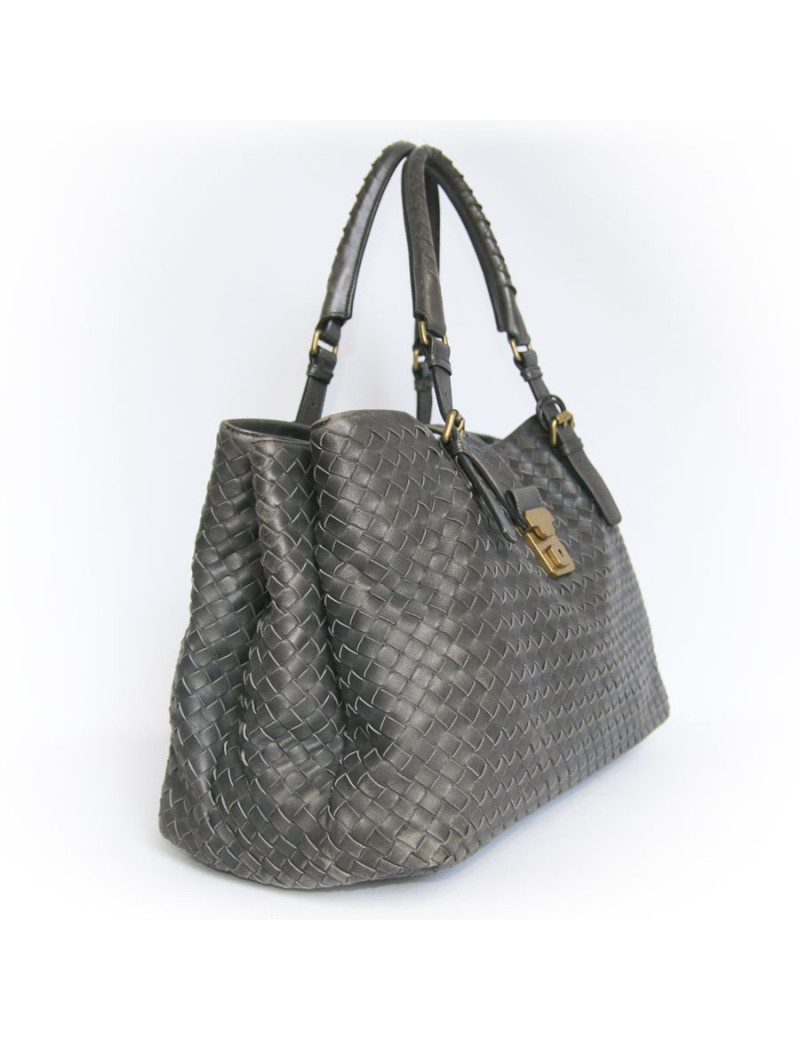 Sac BOTTEGA VENETA cuir tressé gris