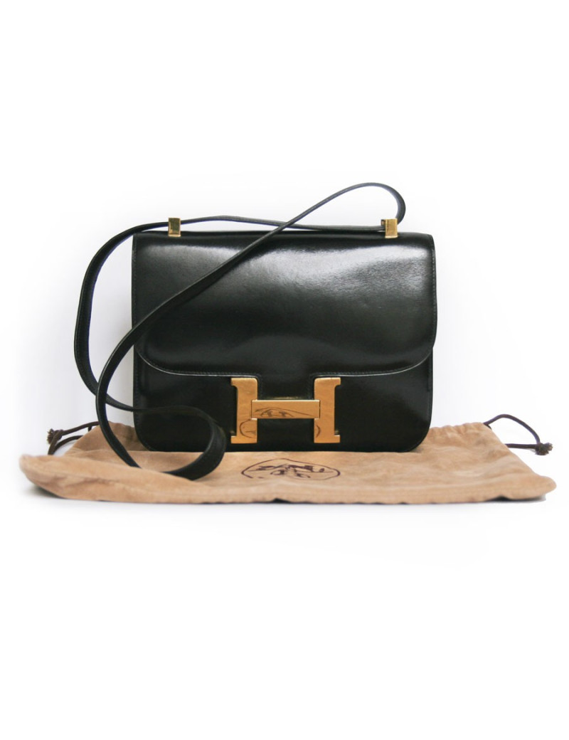 Sac Constance  HERMES cuir box  noir