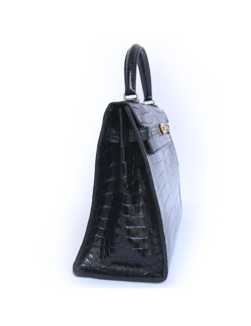 Kelly 32 jewelry Black porosus crocodile gold