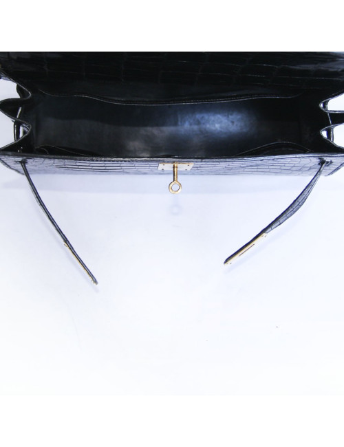 Kelly 32 jewelry Black porosus crocodile gold