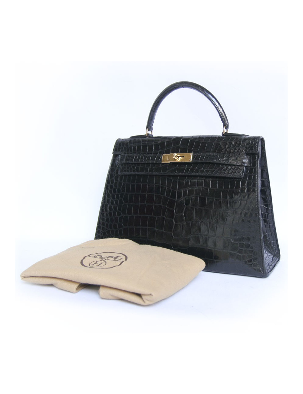 Kelly 32 jewelry Black porosus crocodile gold