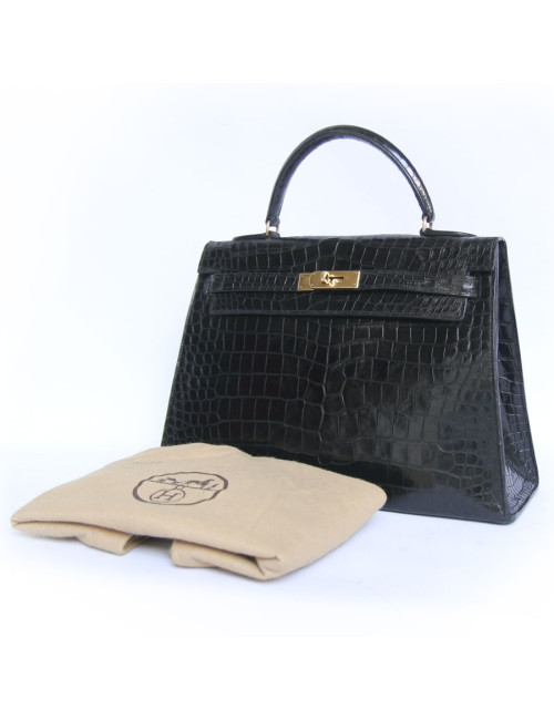 Kelly 32 jewelry Black porosus crocodile gold