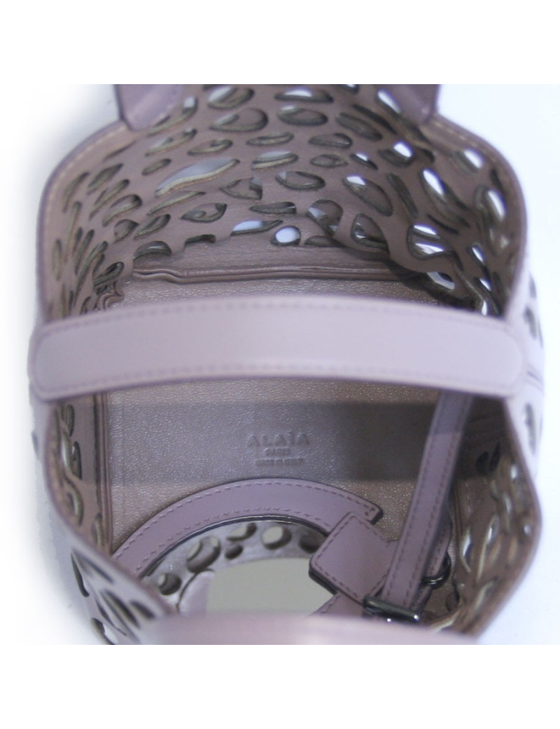 Sac seau ALAIA bicolore cuir mauve clair