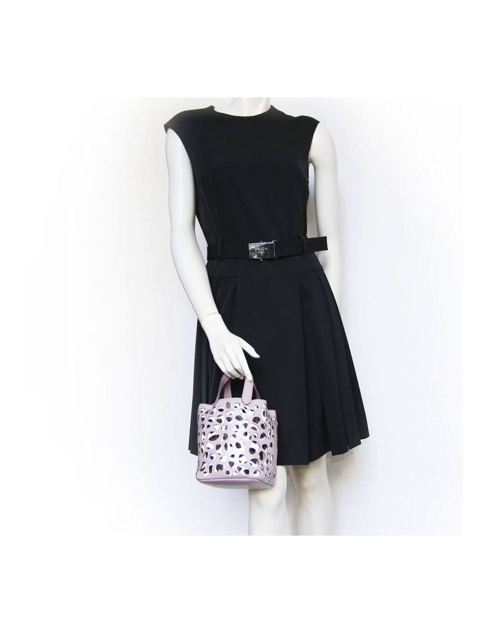 Sac seau ALAIA bicolore cuir mauve clair