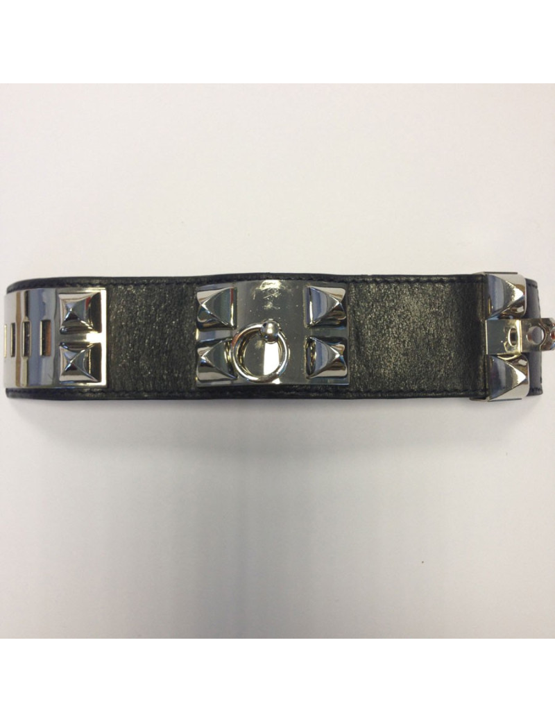 Bracelet HERMES collier de chien cuir box marron 