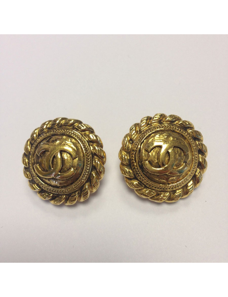 Clips d'oreille CHANEL vintage dorés