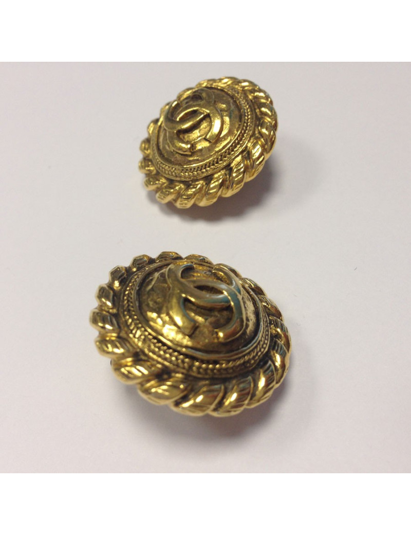 Clips d'oreille CHANEL vintage dorés