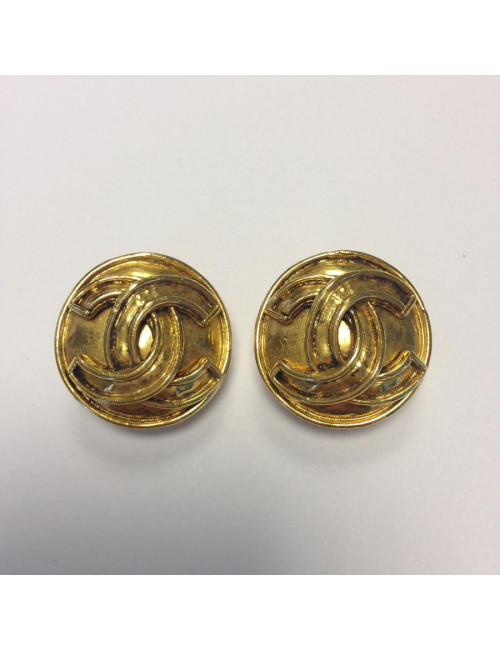 Clips d'oreille CHANEL vintage dorés année 1994
