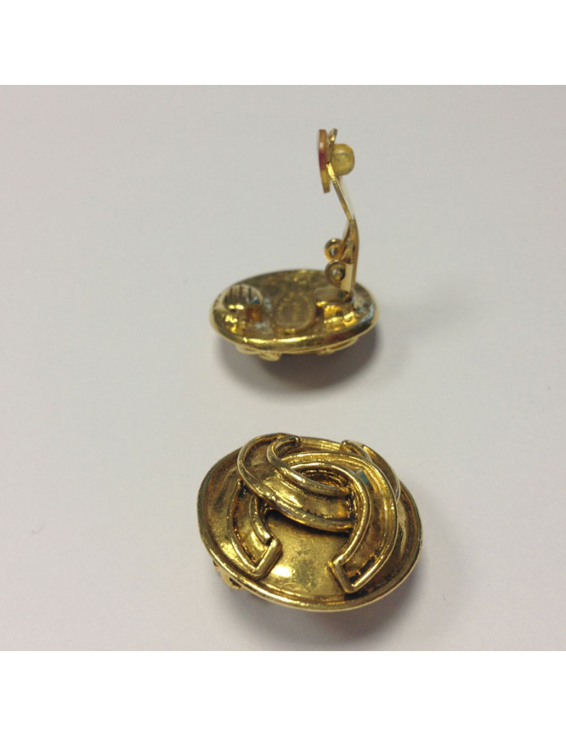 Clips d'oreille CHANEL vintage dorés