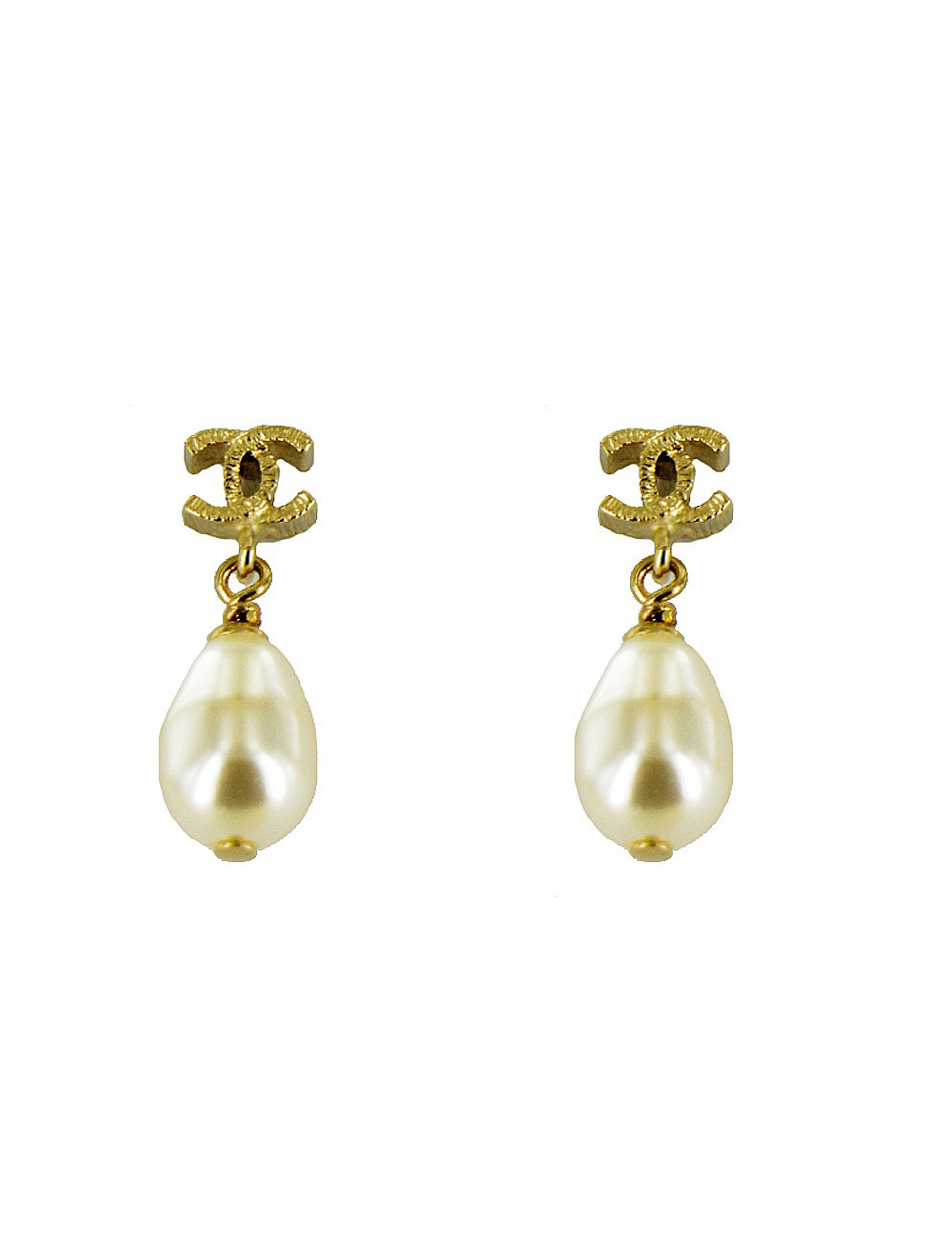CHANEL Pearl oval Pearl ear studs