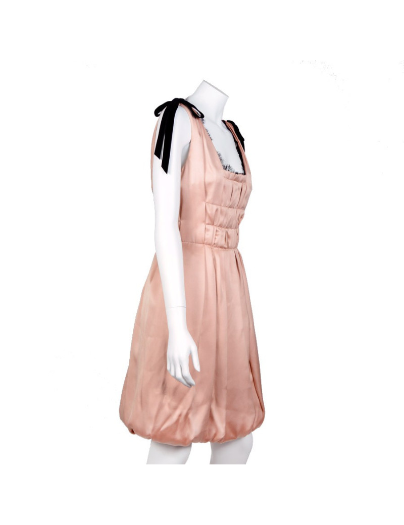 Robe de cocktail t 38 LOUIS VUITTON satin duchesse vieux rose