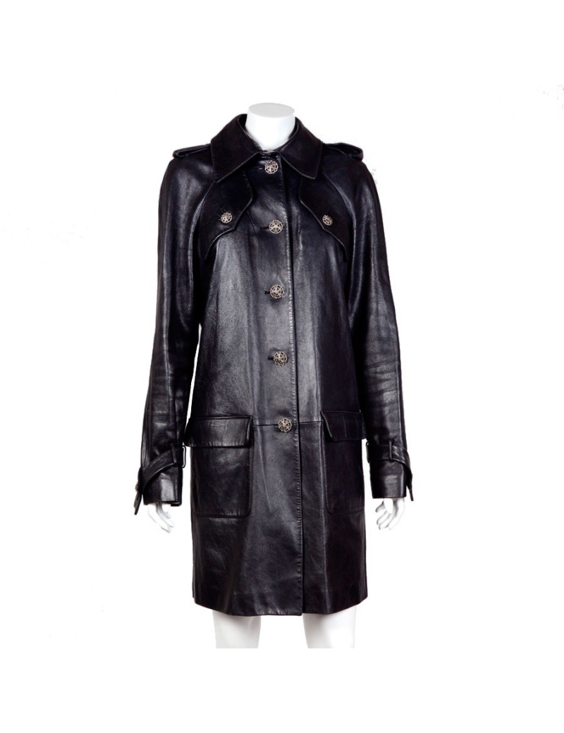 Trench CHANEL en cuir d'agneau T 