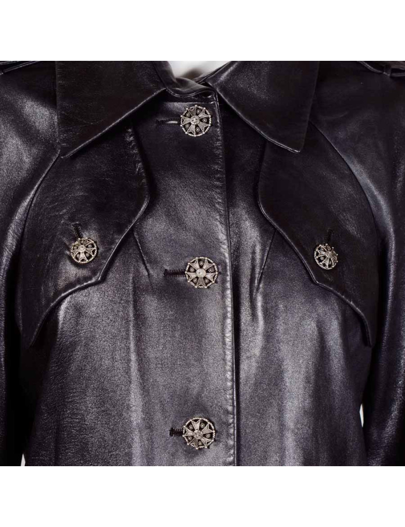 Trench CHANEL en cuir d'agneau T 