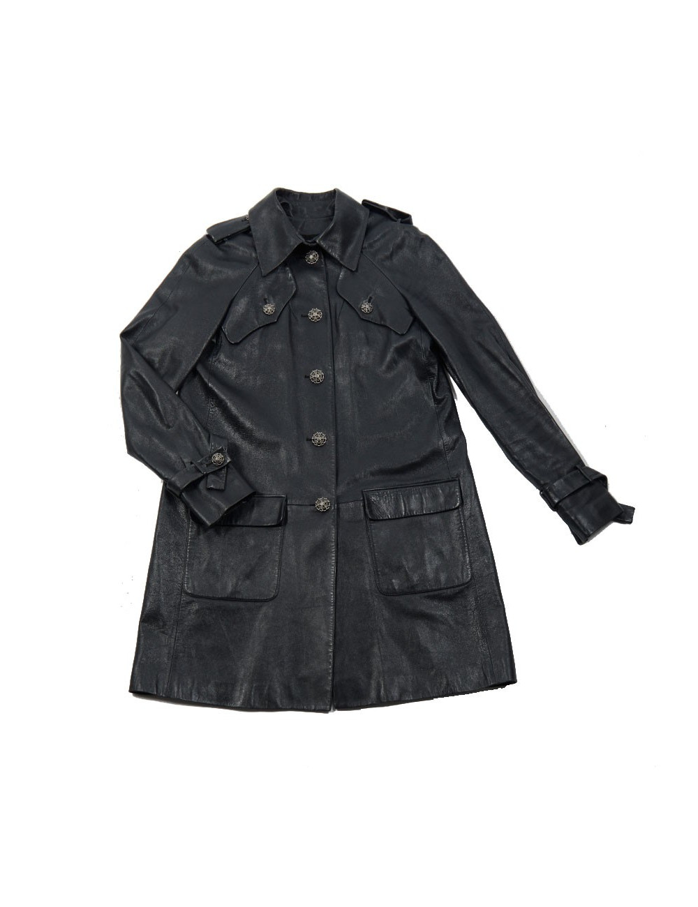 Trench CHANEL en cuir d'agneau T 