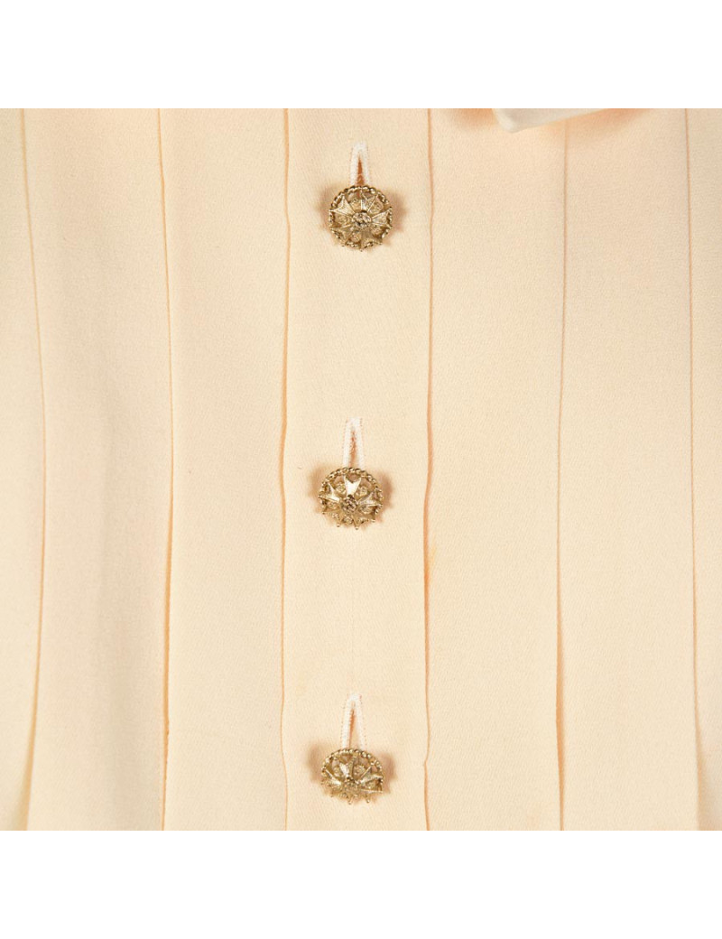 Robe CHANEL satin duchesse noire et soie beige