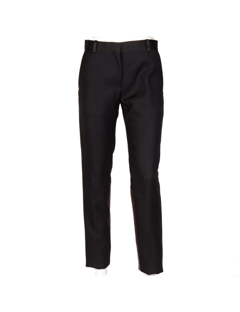 Pantalon CELINE T 36 laine noire et agneau bordeaux