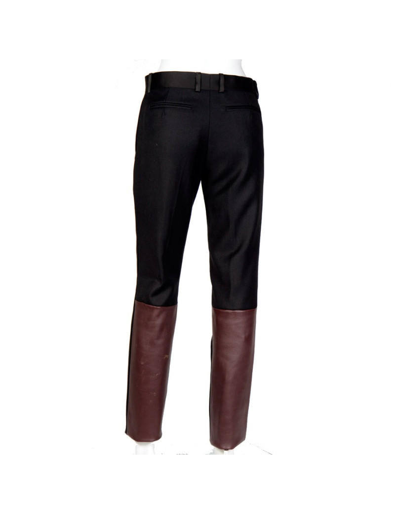 Pantalon CELINE T 36 laine noire et agneau bordeaux