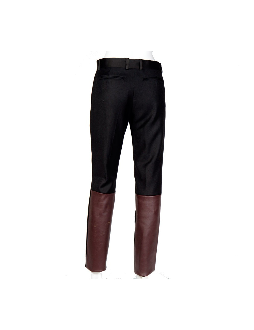 Pantalon CELINE T 36 laine noire et agneau bordeaux