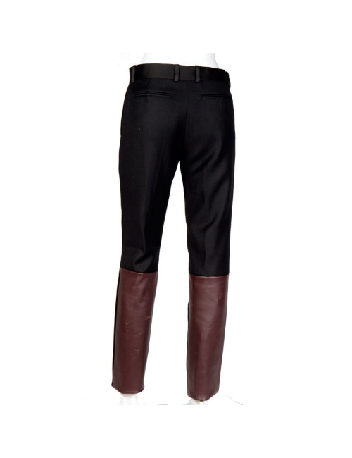 Pantalon CELINE T 36 laine noire et agneau bordeaux