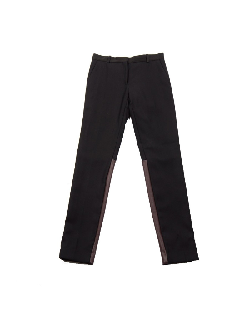 Pantalon CELINE T 36 laine noire et agneau bordeaux
