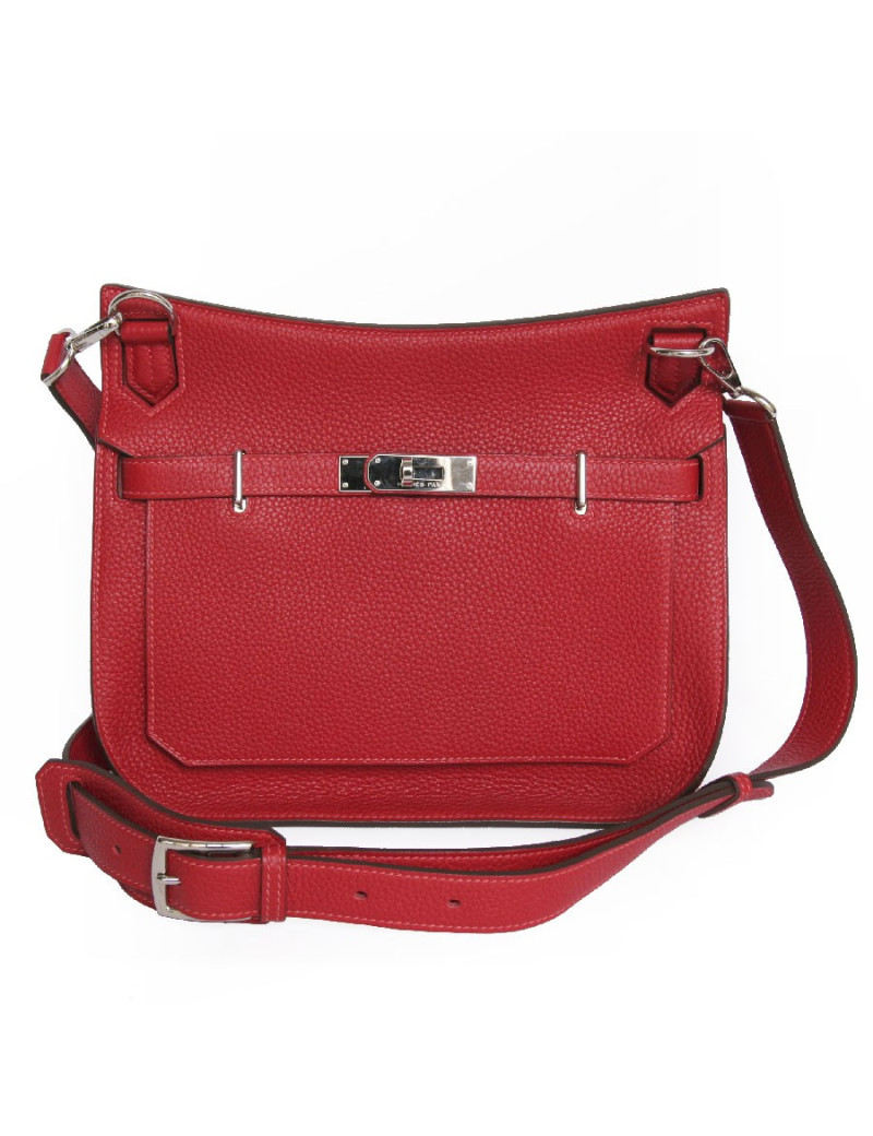 Sac jypsière HERMES veau grainé rouge