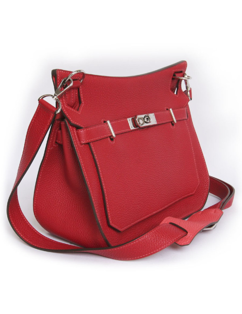Sac jypsière HERMES veau grainé rouge