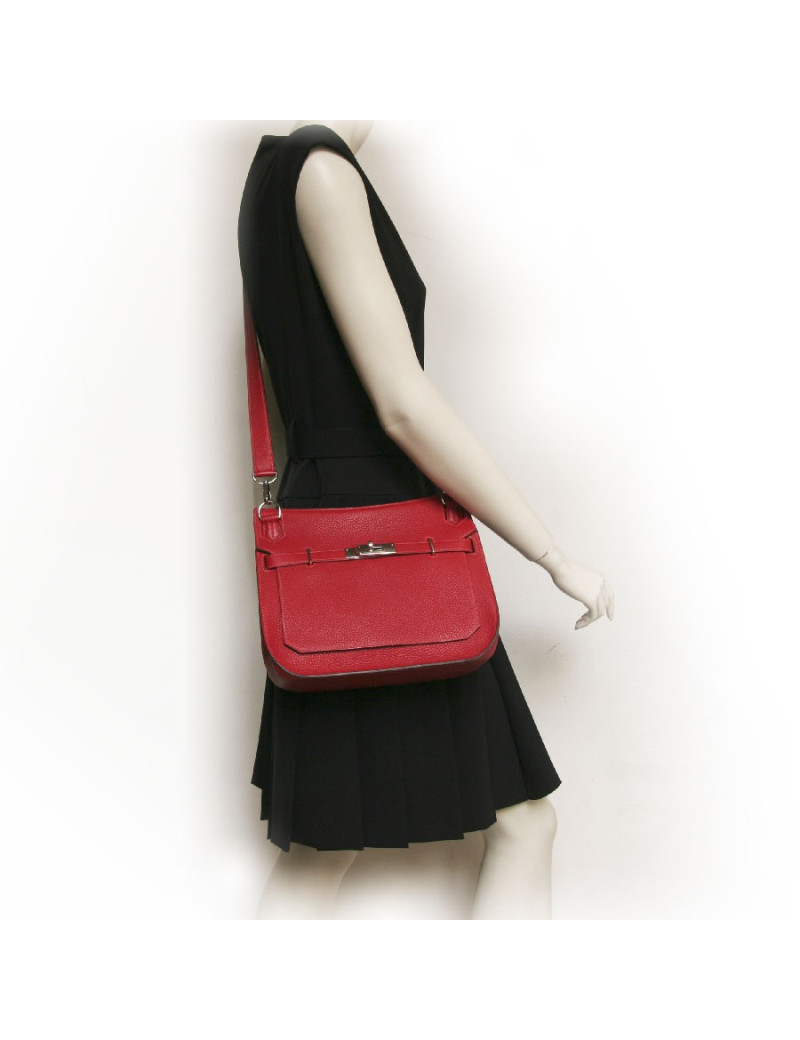 Sac jypsière HERMES veau grainé rouge