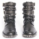 Boots rangers YVES SAINT LAURENT T36 cloutées cuir noir